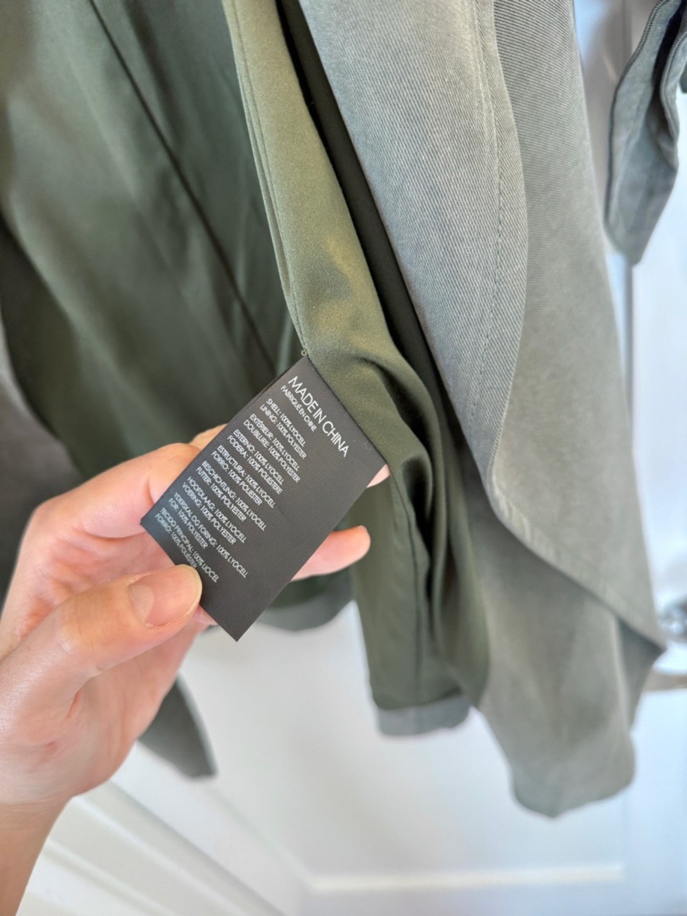 Club Monaco Olive Waterfall Trench Coat with Tie Sleeves - Picture 8 of 8